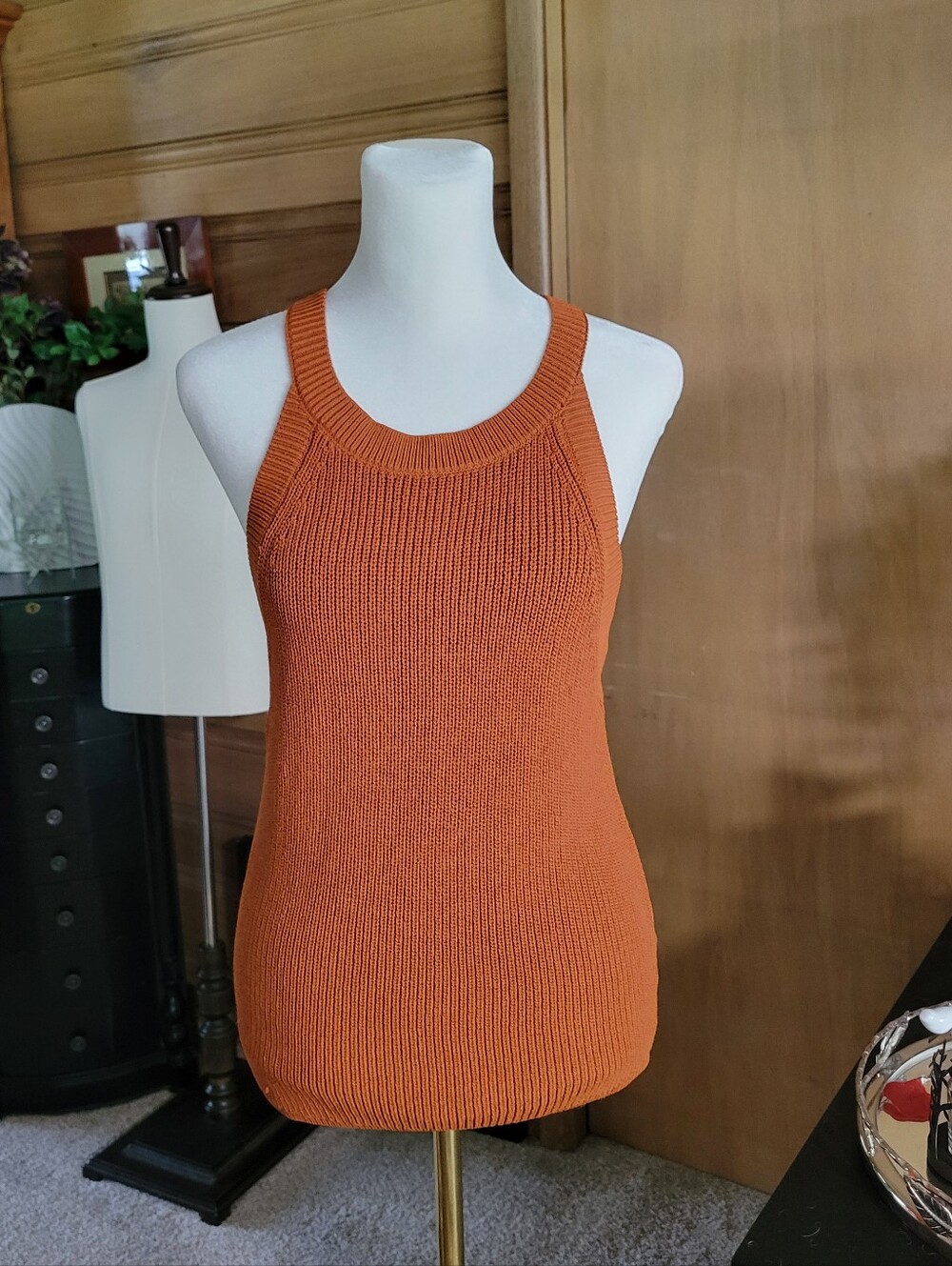 Ophelia Roe - L Sleeveless Knit Tank Top - Orange